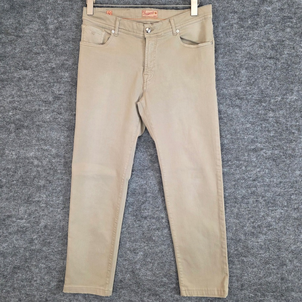Marco Pescarolo Napoli Mens Trousers 50 Tan Cotton Blend Slim Fit Chino Italy